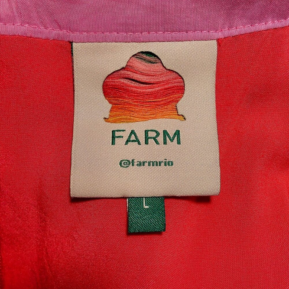 Farm Rio Tiki Bananas Coral Red Tiered Maxi Sundress Tropical/Resort/Summer - L - Picture 13 of 16